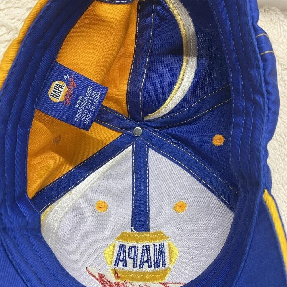 NAPA Racing Adjust Dad Hat NASCAR Ron Copp #28 Blue Yellow Embroidered S…